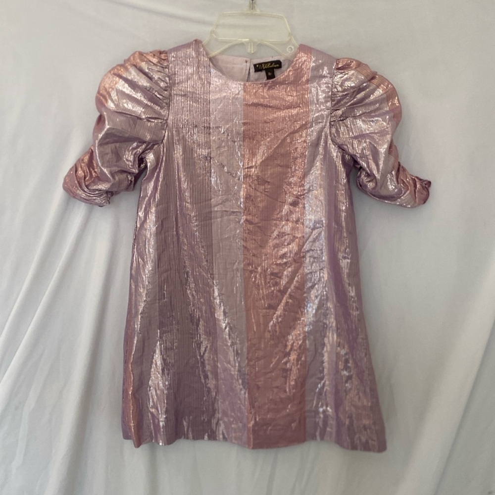 Velveteen girls pink shimmer dress size 6
Year old